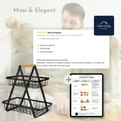 Clear Living - Fruitschaal Large - Fruitmand - Fruitschaal Zwart - Fruitschaal Metaal - Fruitschaal 2 Lagen - Zwart - Large -Merkloos Verkoopwinkel 1200x1200 2640