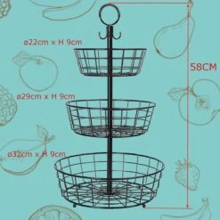 Fruitmand – Etagere 3 Laags – Fruitschaal – Fruitmand Zwart – Fruit Opbergmand – Aanrecht Organiser – Zwart -Merkloos Verkoopwinkel 1200x1200 2652