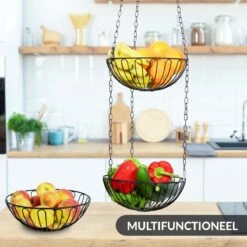 Chefarone Hangende Fruitmand - Fruitschaal 130 CM - Keukenhanger 3 Manden - Fruithangmand - Zwart -Merkloos Verkoopwinkel 1200x1200 2659