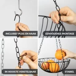 Chefarone Hangende Fruitmand - Fruitschaal 130 CM - Keukenhanger 3 Manden - Fruithangmand - Zwart -Merkloos Verkoopwinkel 1200x1200 2660