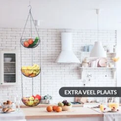 Chefarone Hangende Fruitmand - Fruitschaal 130 CM - Keukenhanger 3 Manden - Fruithangmand - Zwart -Merkloos Verkoopwinkel 1200x1200 2661