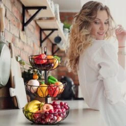 Fruit Monkey - Fruitschaal - Metaal - Zwart - 3 Lagen - Fruitmand -Merkloos Verkoopwinkel 1200x1200 2701