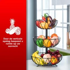 Fruit Monkey - Fruitschaal - Metaal - Zwart - 3 Lagen - Fruitmand -Merkloos Verkoopwinkel 1200x1200 2705