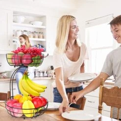Fruitmand – Fruitschaal – Fruitmand Zwart – Etagere 2 Lagen – Aanrecht Organiser – Zwart -Merkloos Verkoopwinkel 1200x1200 2734