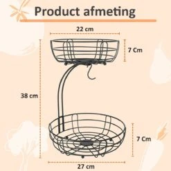 Fruitmand – Fruitschaal – Fruitmand Zwart – Etagere 2 Lagen – Aanrecht Organiser – Zwart -Merkloos Verkoopwinkel 1200x1200 2735