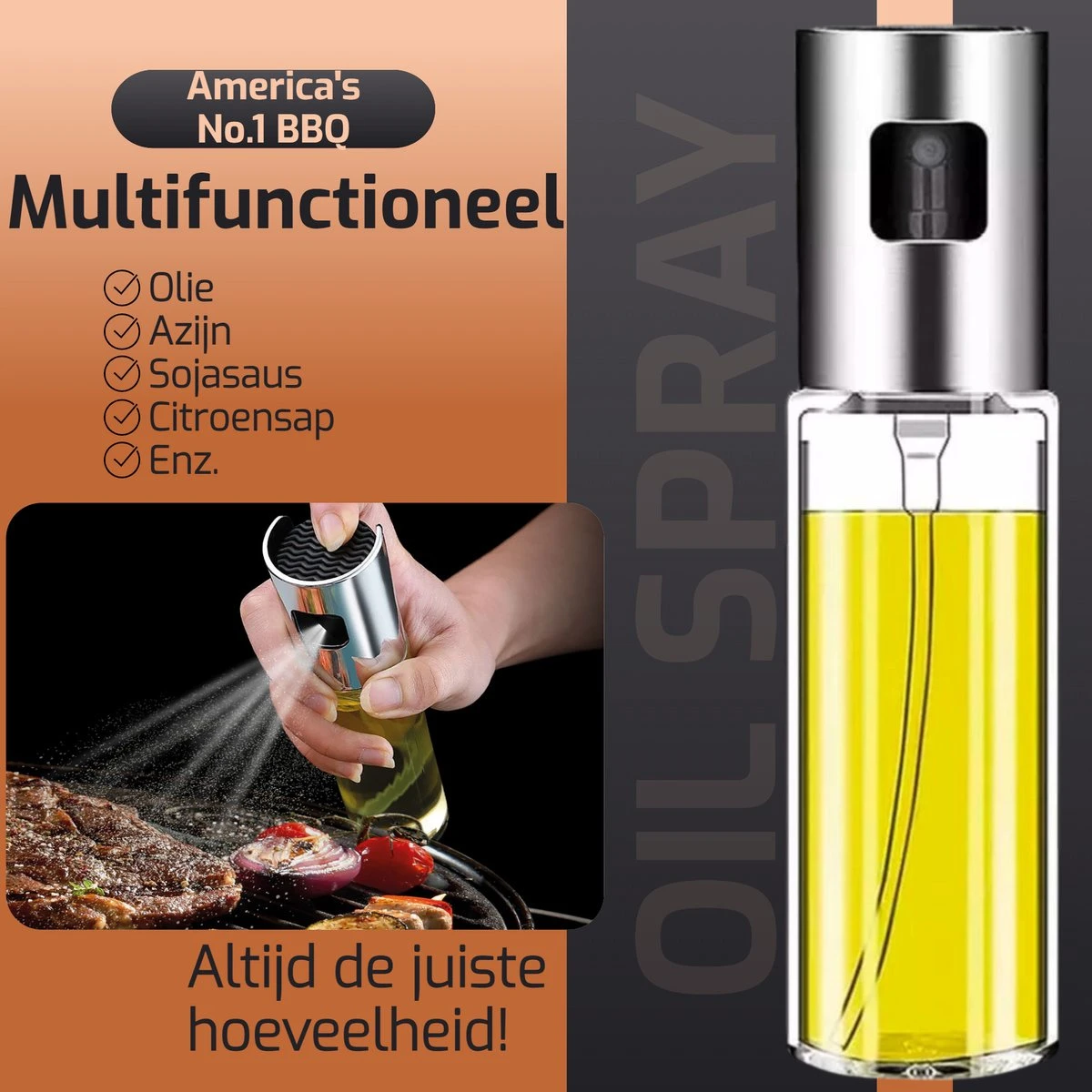 America's No.1 BBQ - Olijfolie Sprayer - Luxe Olie Sprayer - Olijfolie Fles Verstuiver Voor Keuken - Oliefles Cooking Spray - BBQ Accesoires - Airfryer 4 America's No.1 BBQ - Olijfolie Sprayer - Luxe Olie Sprayer - Olijfolie Fles Verstuiver Voor Keuken - Oliefles Cooking Spray - BBQ Accesoires - Airfryer - Afbeelding 4