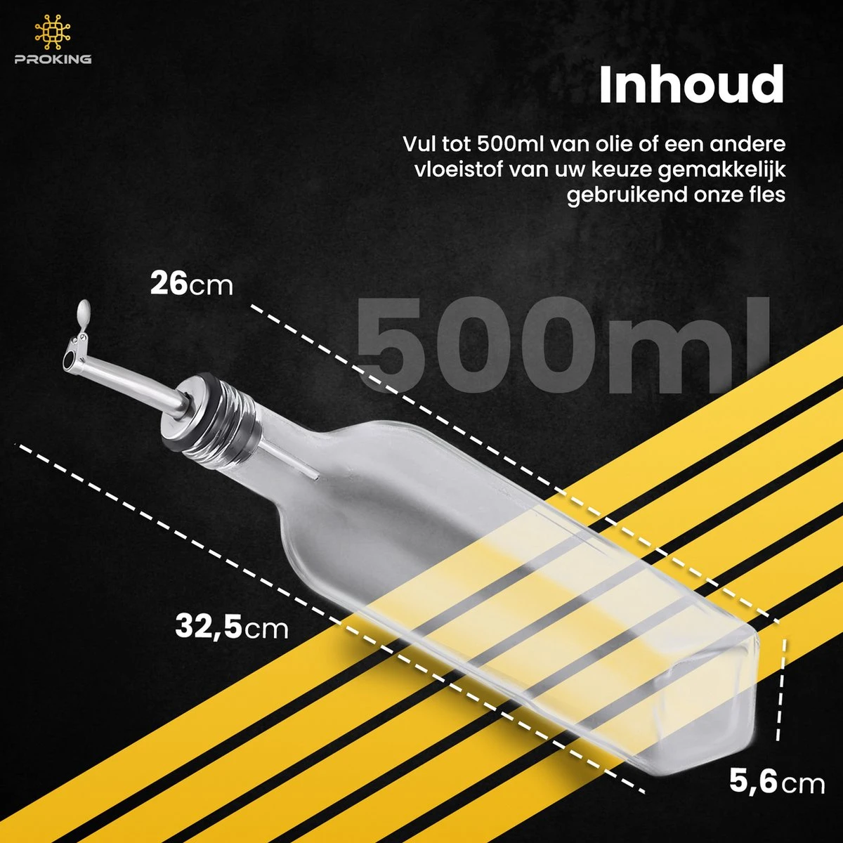 PROKING Olijfolie Fles Met Schenktuit – Olijfoliefles – Schenktuit Olijfolie – Glazen Oliefles – Inclusief Schenktuit, Dop & Trechter – 500 Ml 5 PROKING Olijfolie Fles Met Schenktuit – Olijfoliefles – Schenktuit Olijfolie – Glazen Oliefles – Inclusief Schenktuit, Dop & Trechter – 500 Ml - Afbeelding 5