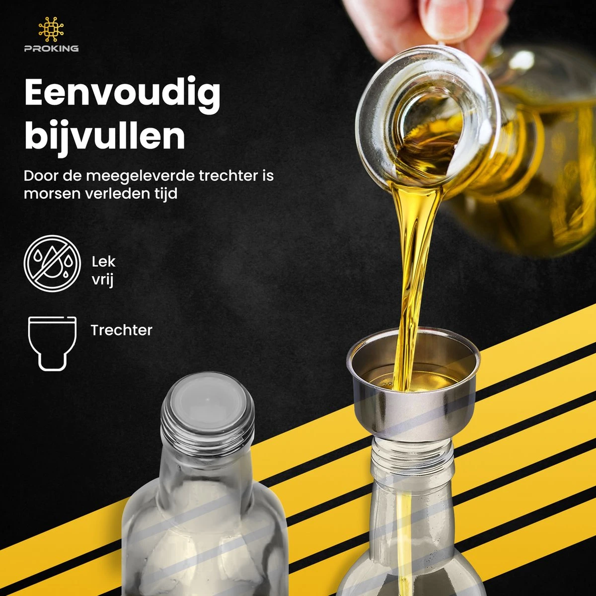 PROKING Olijfolie Fles Met Schenktuit – Olijfoliefles – Schenktuit Olijfolie – Glazen Oliefles – Inclusief Schenktuit, Dop & Trechter – 500 Ml 6 PROKING Olijfolie Fles Met Schenktuit – Olijfoliefles – Schenktuit Olijfolie – Glazen Oliefles – Inclusief Schenktuit, Dop & Trechter – 500 Ml - Afbeelding 6