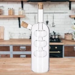 Merkloos Decopatent® 2in1 Olie En Azijnstel Glas - Bolvorm Met Kurken - Glazen Azijnfles & Oliefles In 1 - Oil And Vinegar - 9 X 9 X 21 Cm -Merkloos Verkoopwinkel 1200x1200 2855