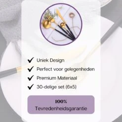 LuZana - Bestek Set Goud - 30-delig - Bestekset 6 Persoons - Goud/zwart - Bestek - Borden - Bestekset Zwart -Merkloos Verkoopwinkel 1200x1200 289