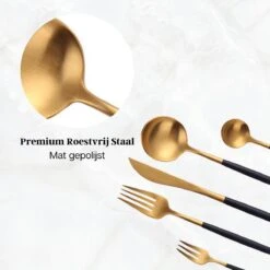 LuZana - Bestek Set Goud - 30-delig - Bestekset 6 Persoons - Goud/zwart - Bestek - Borden - Bestekset Zwart -Merkloos Verkoopwinkel 1200x1200 290