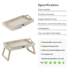 Cheqo® Armleuning Dienblad Met Poten - Ontbijt Op Bed - Uitklapbare Poten - Met Bankklem - Banktafel - Voor Op De Bank Of Op Bed -Merkloos Verkoopwinkel 1200x1200 2923