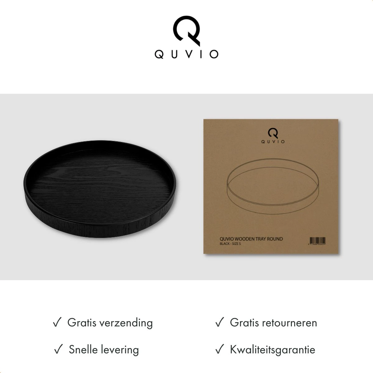 QUVIO Houten Dienblad Rond - Dienblad - Dienbladen - Decoratieve Dienbladen - Design Presenteerblad - Sierschaal - Decoratieschaal - Tapasplank - Serveerschaal - Hout - Diameter 24 Cm - Zwart 7 QUVIO Houten Dienblad Rond - Dienblad - Dienbladen - Decoratieve Dienbladen - Design Presenteerblad - Sierschaal - Decoratieschaal - Tapasplank - Serveerschaal - Hout - Diameter 24 Cm - Zwart - Afbeelding 7