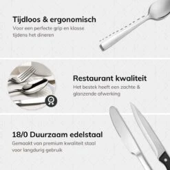 Deleca 6 Persoons Bestekset (36-delig) - Lepels, Messen, Vorken & Steakmessen - Vaatwasserbestendig - Zilver / RVS 15 Deleca 6 Persoons Bestekset (36-delig) - Lepels, Messen, Vorken & Steakmessen - Vaatwasserbestendig - Zilver / RVS -Merkloos Verkoopwinkel 1200x1200 297