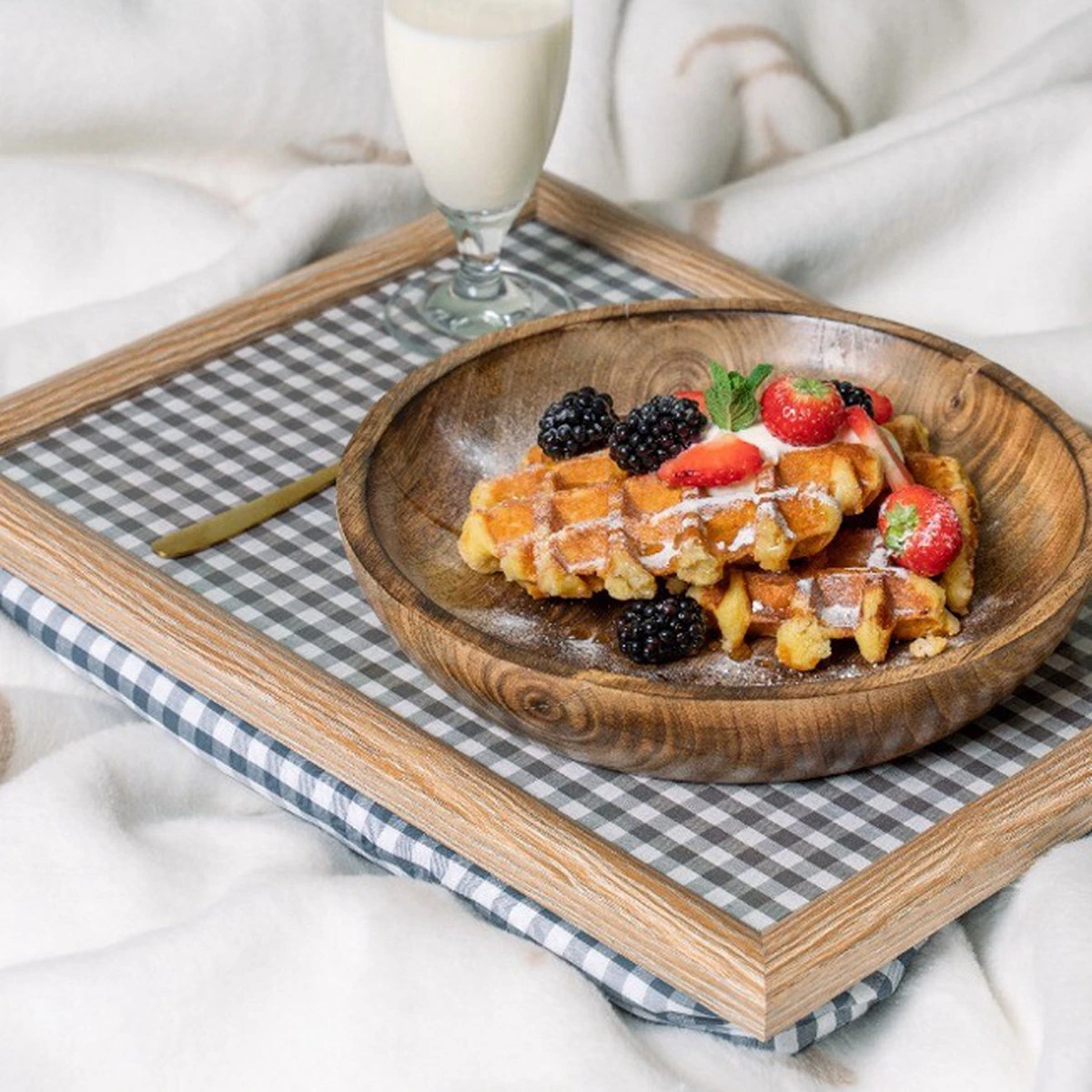 Mars & More Laptray - Schootkussen - Ruitjes Grijs/wit 6 Mars & More Laptray - Schootkussen - Ruitjes Grijs/wit - Afbeelding 6