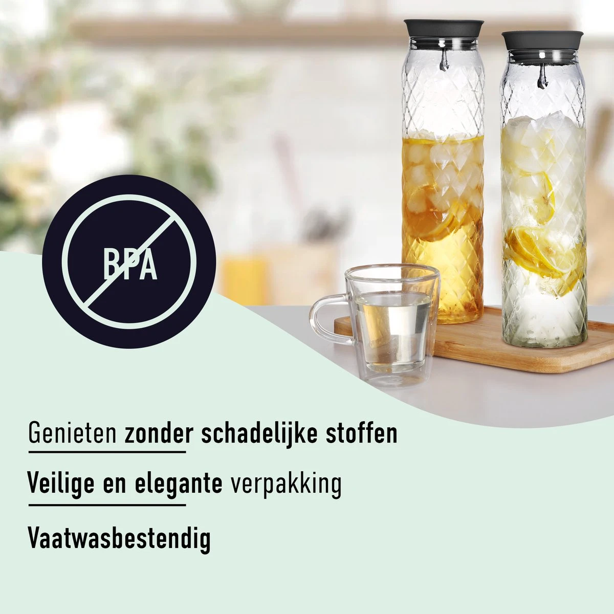 Waterkaraf 1.2L - Schenkkan Uit Glas - Waterkan Met Filter En Deksel 5 Waterkaraf 1.2L - Schenkkan Uit Glas - Waterkan Met Filter En Deksel - Afbeelding 5