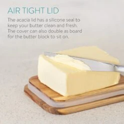 Navaris Botervloot Met Houten Deksel - Van Metaal In Wit - Met Siliconen Afdichtring - 15,5 X 10,5 X 6 Cm - Boterhouder Voor Boter En Ander Voedsel -Merkloos Verkoopwinkel 1200x1200 3059