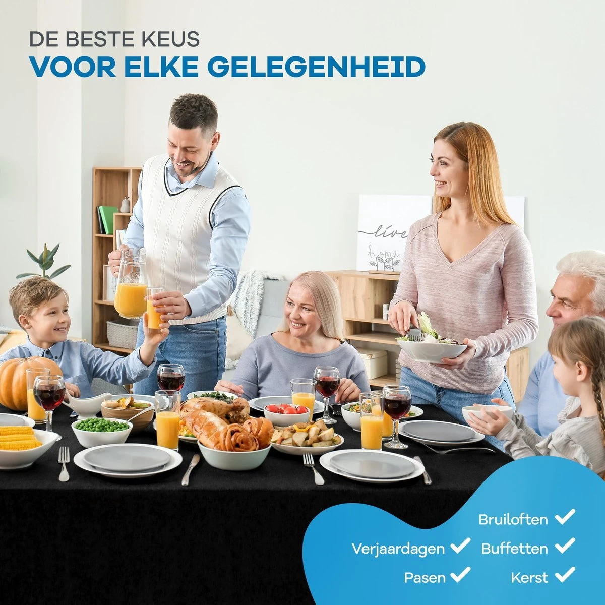 WITTS Luxe Tafelkleed - Waterafstotend - Tafellaken - Zwart - 259x152 CM - Tafelzeil - Tafelkleed Katoen 6 WITTS Luxe Tafelkleed - Waterafstotend - Tafellaken - Zwart - 259x152 CM - Tafelzeil - Tafelkleed Katoen - Afbeelding 6