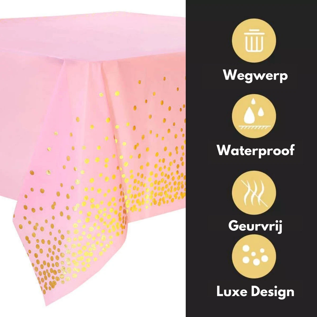 Pazzo Festa - Wegwerp Tafelkleed - 2 Stuks - Roze - Goud - Vlek & Geurvrij - Verjaardagen - Gender Reveal - Baby Shower - Party's - 3 Pazzo Festa - Wegwerp Tafelkleed - 2 Stuks - Roze - Goud - Vlek & Geurvrij - Verjaardagen - Gender Reveal - Baby Shower - Party's - - Afbeelding 3