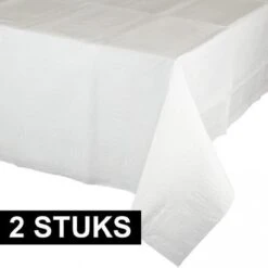 Merkloos 2x Witte Tafelkleden 274 X 137 Cm - Tafellakens Wit 2 Stuks