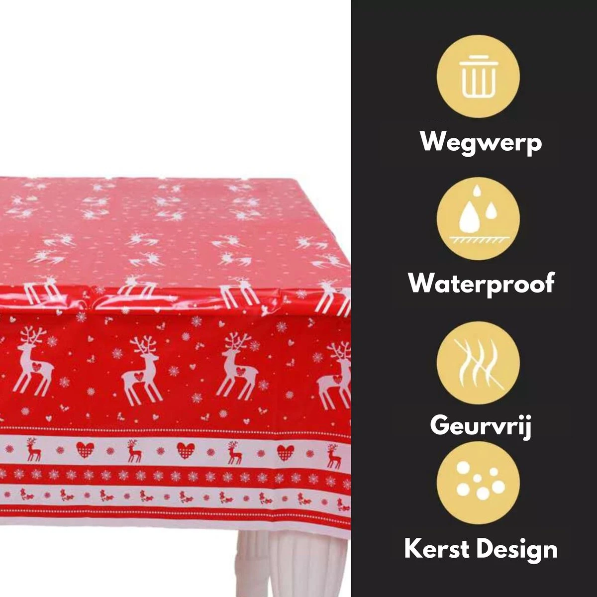 Pazzo Festa - Wegwerp Tafelkleed - 2 Stuks - Kerst - Rood Wit - Vlek & Geurvrij - Party's - 4 Pazzo Festa - Wegwerp Tafelkleed - 2 Stuks - Kerst - Rood Wit - Vlek & Geurvrij - Party's - - Afbeelding 4