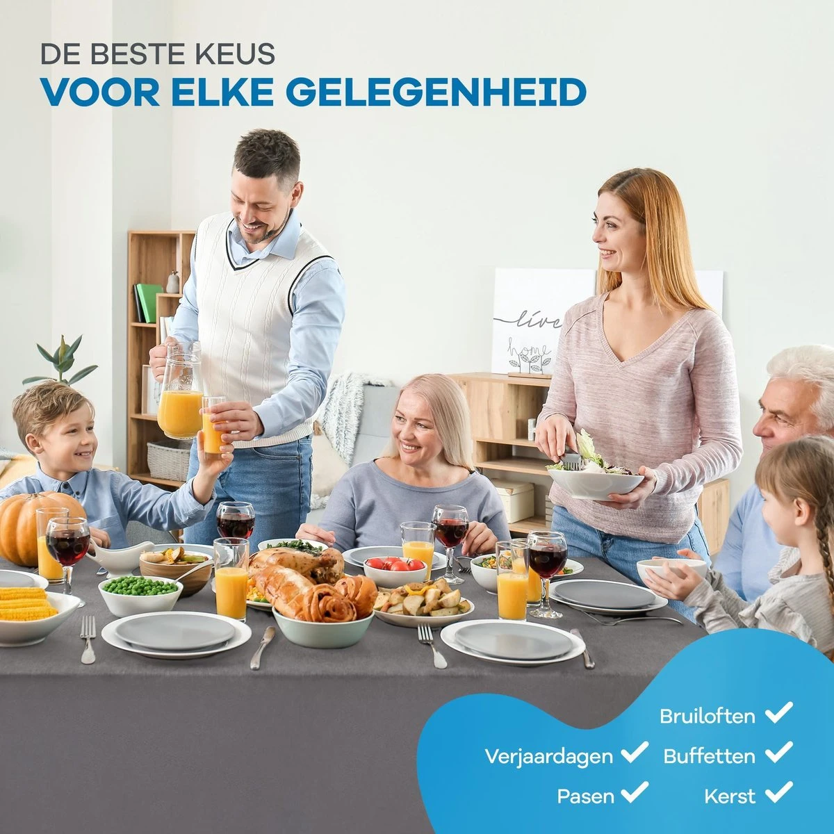 WITTS Luxe Tafelkleed - Hoge Kwaliteit/ Waterafstotend - Tafellaken - Grijs - 259x152 CM - Tafelzeil - Tafelkleed Katoen 6 WITTS Luxe Tafelkleed - Hoge Kwaliteit/ Waterafstotend - Tafellaken - Grijs - 259x152 CM - Tafelzeil - Tafelkleed Katoen - Afbeelding 6