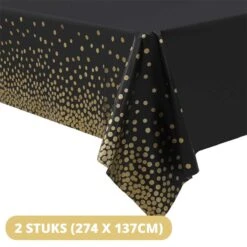 Pazzo Festa - Wegwerp Tafelkleed - 2 Stuks - Zwart - Goud - Vlek & Geurvrij - Verjaardagen - Kerst - Gender Reveal - Baby Shower - Party's - -Merkloos Verkoopwinkel 1200x1200 3187