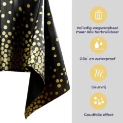 Merkloos Folie Tafelkleed - Zwart Tafelzeil Met Gouden Stippen - Verjaardag Feest - Tafel Accessoire - Party Plastic Decoratie - Metallic Dots - 50 Jaar – Bruiloft - Oud En Nieuw – 2023 Nieuwjaar – Kerst Versiering - Kerstmis Aankleding - 137 X 274 Cm – Goud -Merkloos Verkoopwinkel 1200x1200 3192