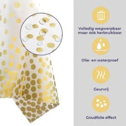 Merkloos Tafelkleed Pasen – Wit Tafelzeil Met Gouden Stippen – Oud & Nieuw - Nieuwjaar - Plastic Tafellaken – Verjaardag Feest Accessoires – Kerst Decoratie - Bruiloft Tafeldecoratie – Tafel Versiering - Wit Met Gouden Stippen - 274 X 137 Cm -Merkloos Verkoopwinkel 1200x1200 3198