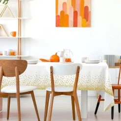 Merkloos Tafelkleed Pasen – Wit Tafelzeil Met Gouden Stippen – Oud & Nieuw - Nieuwjaar - Plastic Tafellaken – Verjaardag Feest Accessoires – Kerst Decoratie - Bruiloft Tafeldecoratie – Tafel Versiering - Wit Met Gouden Stippen - 274 X 137 Cm -Merkloos Verkoopwinkel 1200x1200 3199