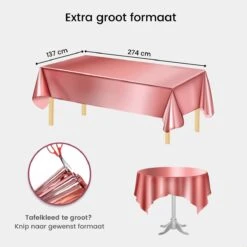 Partizzle 2x Rose Goud Plastic Wegwerp Tafelkleed Set - Verjaardag Bruiloft Sweet 16 Versiering - Feest Decoratie - 274 X 137 Cm -Merkloos Verkoopwinkel 1200x1200 3207