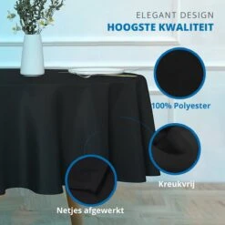WITTS Luxe Tafelkleed - Tafelkleed Rond - Waterafstotend - Tafellaken - Zwart - 160 CM - Tafelzeil - Tafelkleed Katoen -Merkloos Verkoopwinkel 1200x1200 3215