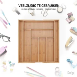 Gadgy Uitschuifbare Bestekbak - Uitschuifbare Bestekcassette Hout - Besteklade - Ladeverdeler - 6/8 Vakken - Bamboe -Merkloos Verkoopwinkel 1200x1200 377