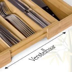 AWEMOZ Bestekbak – Bamboe Besteklade Uitschuifbaar – 5/7 Vakken - Bestekcassette - Bestekhouder Hout - Lade Organizer - Bestek Opbergen - 45 Cm Lang X 30-43 Cm Breed X 4 Cm Hoog -Merkloos Verkoopwinkel 1200x1200 383