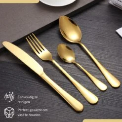 SensaHome - 20-Delige Bestek Set - Inclusief Mes/Vork/Lepel - 4 Personen - Goud 28 SensaHome - 20-Delige Bestek Set - Inclusief Mes/Vork/Lepel - 4 Personen - Goud -Merkloos Verkoopwinkel 1200x1200 39