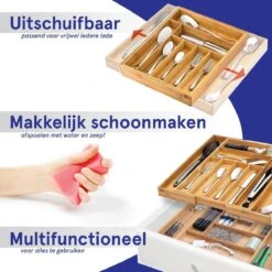ACAZA Uitschuifbare Bestekbak In Bamboe Hout, Besteklade Met 7 Tot 9 Vakken, Ladeverdeler, Opbergbak, Bestekcassette, Verstelbaar -Merkloos Verkoopwinkel 1200x1200 398