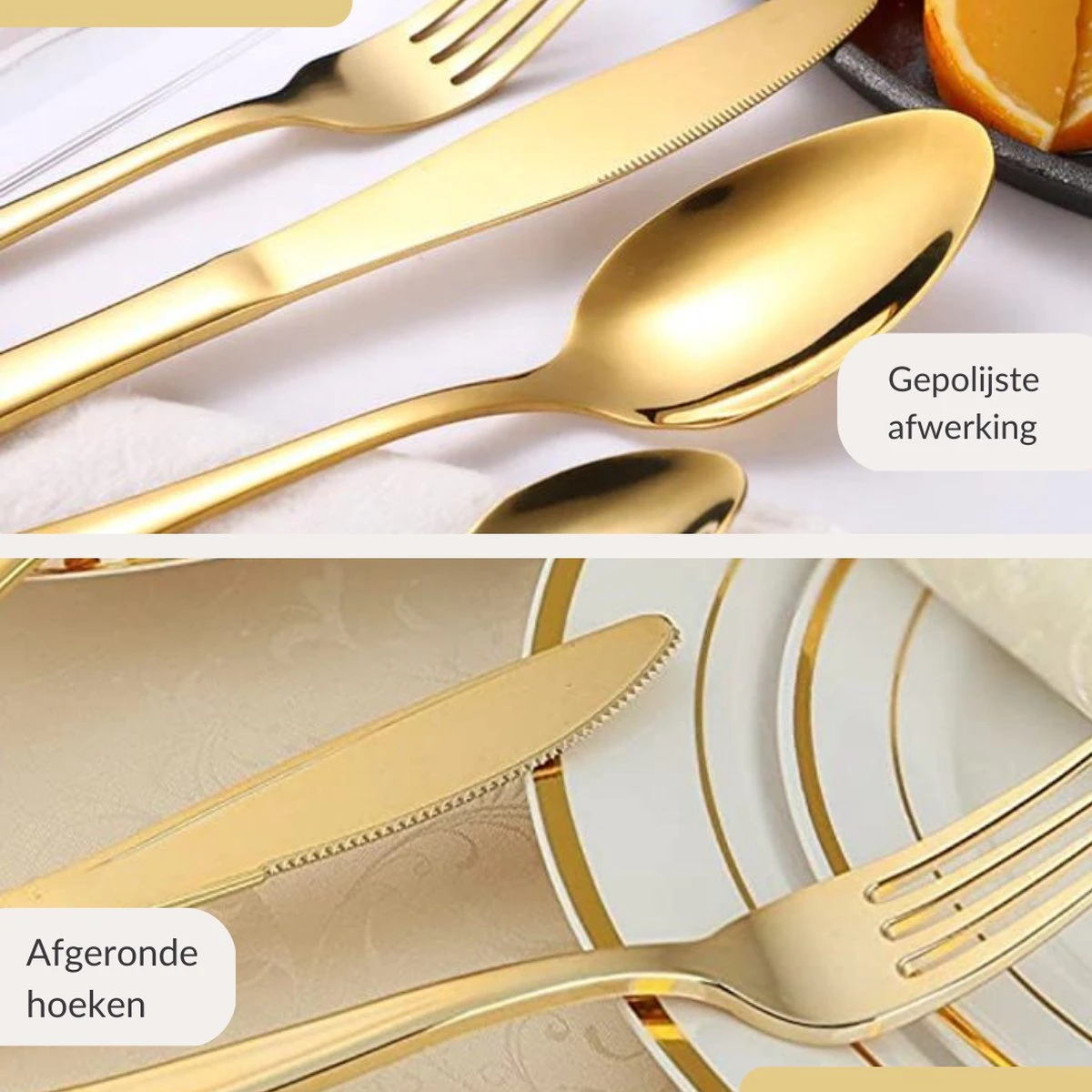 SensaHome - 20-Delige Bestek Set - Inclusief Mes/Vork/Lepel - 4 Personen - Goud 13 SensaHome - 20-Delige Bestek Set - Inclusief Mes/Vork/Lepel - 4 Personen - Goud - Afbeelding 13