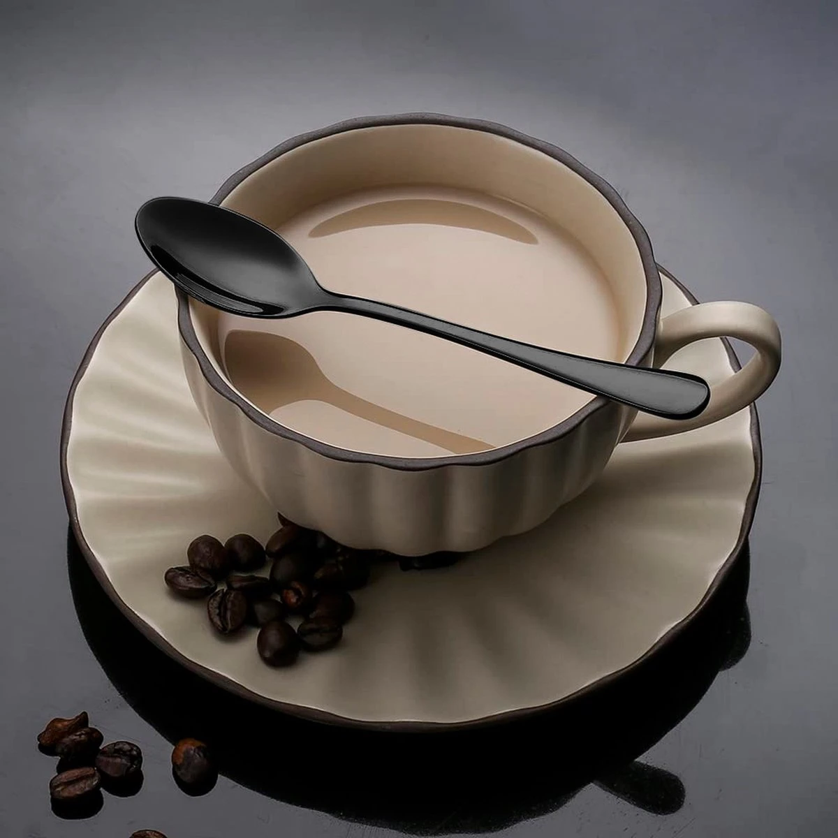 Alheco 6 Ovale Theelepels - 12.3cm - RVS Theelepeltjes - Zwart 2 Alheco 6 Ovale Theelepels - 12.3cm - RVS Theelepeltjes - Zwart - Afbeelding 2