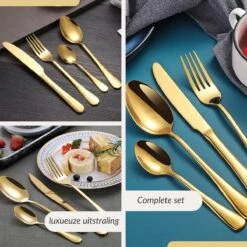 SensaHome - 20-Delige Bestek Set - Inclusief Mes/Vork/Lepel - 4 Personen - Goud 36 SensaHome - 20-Delige Bestek Set - Inclusief Mes/Vork/Lepel - 4 Personen - Goud -Merkloos Verkoopwinkel 1200x1200 47
