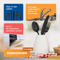 Strex Bestekset 6 Persoons - Zwart - 36-delig - Roestvrij Staal - Lepels, Messen, Vorken En Steakmessen - Hoogwaardige Kwaliteit -Merkloos Verkoopwinkel 1200x1200 5