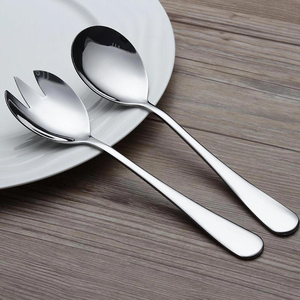 Alheco Klein Slabestek - Voor 2/3 Persoons Saladekommen - 2-delig Saladebestek - Zilver 2 Alheco Klein Slabestek - Voor 2/3 Persoons Saladekommen - 2-delig Saladebestek - Zilver - Afbeelding 2