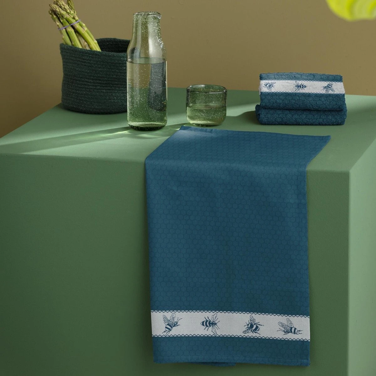 DDDDD Bees - Keukendoek - Petrol - 6 Stuks 3 DDDDD Bees - Keukendoek - Petrol - 6 Stuks - Afbeelding 3