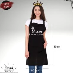 Merkloos Royal Keukenschort Zwart | 60x80 Cm | Queen Of The Kitchen | Kookschort Met Zakken | Keukenschort Dames | Keukenschort Voor Vrouwen | Cadeutje- Kado | Kook- BBQ -Merkloos Verkoopwinkel 1200x1200 565
