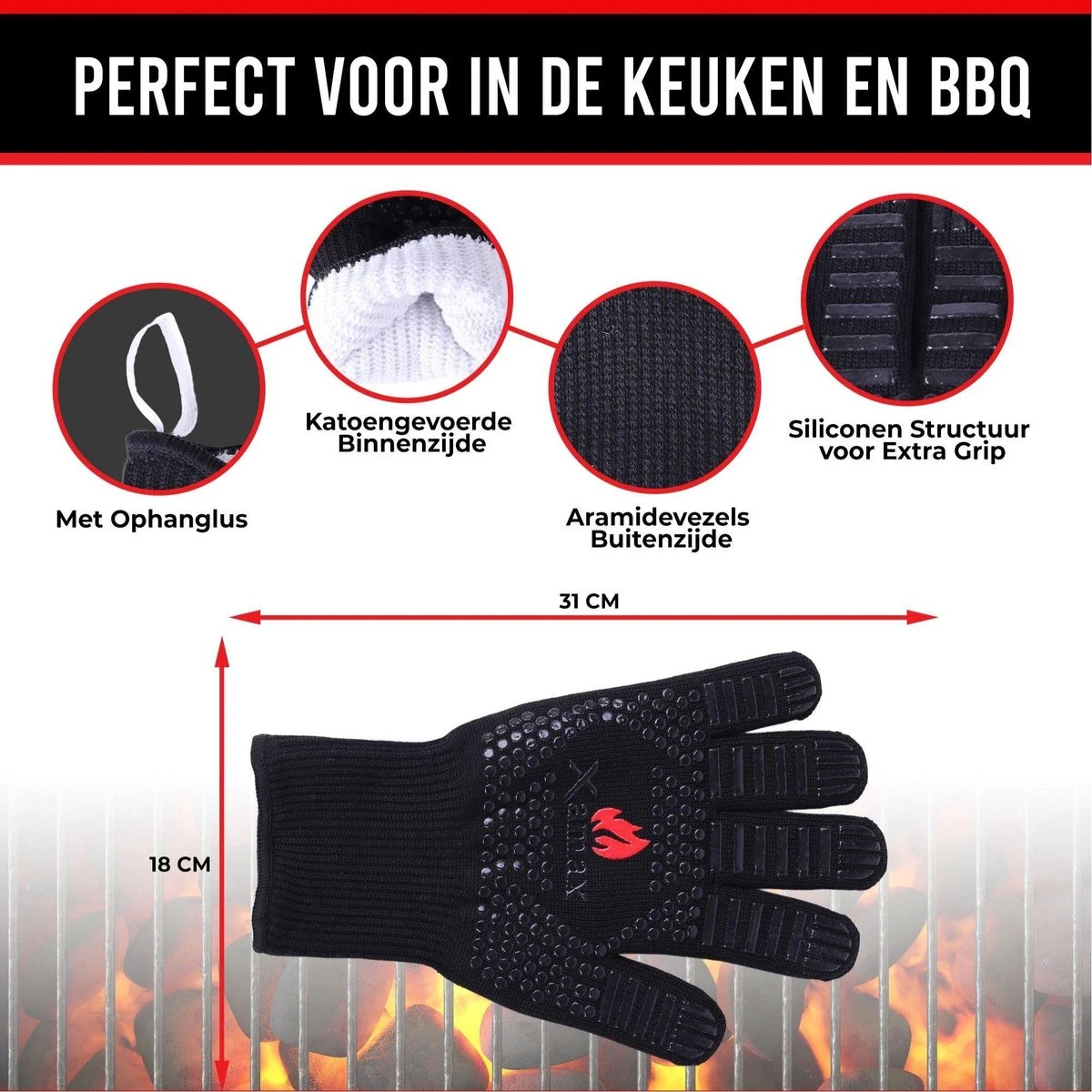 Xamax BBQ Handschoenen - Ovenwanten - Hittebestendige Handschoen - Bbq Accessoires - Tot 500°C - Ovenhandschoenen - 2 Stuks 7 Xamax BBQ Handschoenen - Ovenwanten - Hittebestendige Handschoen - Bbq Accessoires - Tot 500°C - Ovenhandschoenen - 2 Stuks - Afbeelding 7
