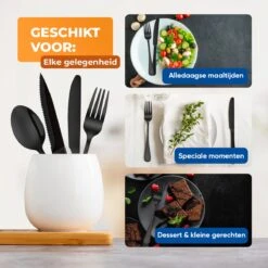 Strex Bestekset 6 Persoons - Zwart - 36-delig - Roestvrij Staal - Lepels, Messen, Vorken En Steakmessen - Hoogwaardige Kwaliteit -Merkloos Verkoopwinkel 1200x1200 6