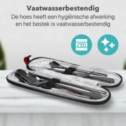 Damster Reisbestek - Verbeterde Versie - Meeneem Bestek Rvs - Reis Bestekset To Go - Incl. Herbruikbare Rietjes - Eenpersoons - Achtdelig - Zwart -Merkloos Verkoopwinkel 1200x1200 67