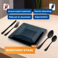 Strex Bestekset 6 Persoons - Zwart - 36-delig - Roestvrij Staal - Lepels, Messen, Vorken En Steakmessen - Hoogwaardige Kwaliteit -Merkloos Verkoopwinkel 1200x1200 7