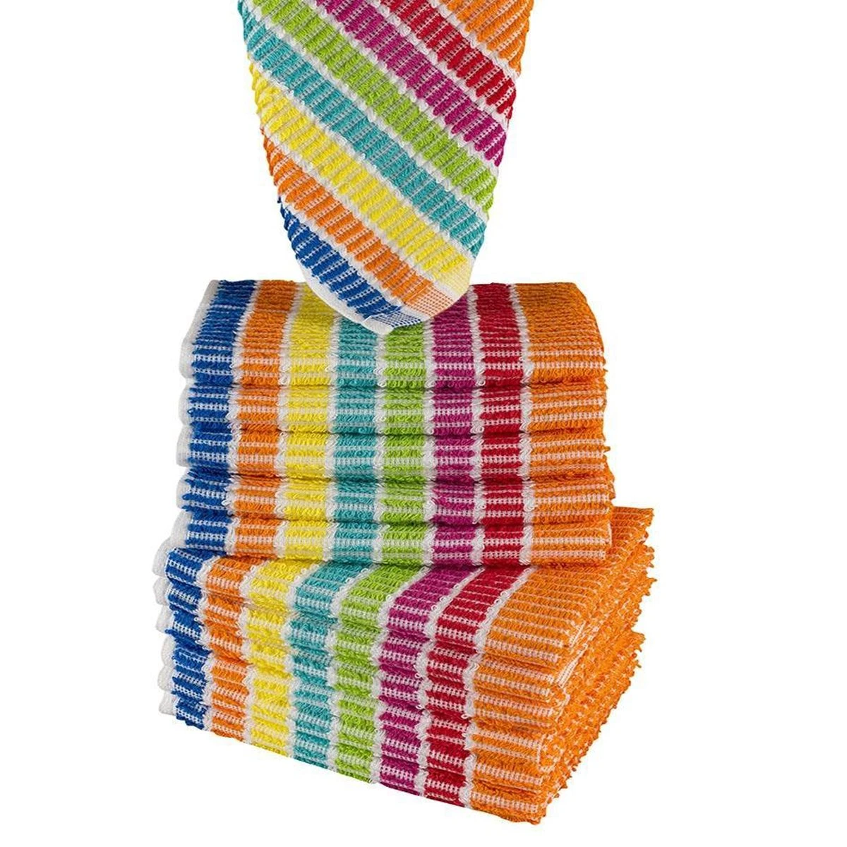 Homéé® Vaatdoeken Regenboog Gestreept - Set Van 20 Stuks 35x35cm 100% Katoenen Badstof 1 Homéé® Vaatdoeken Regenboog Gestreept - Set Van 20 Stuks 35x35cm 100% Katoenen Badstof