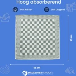Theedoeken - Horeca Kwaliteit - Katoenenen Theedoeken Set - 12 X - Groen Wit - Ophang Lus -Merkloos Verkoopwinkel 1200x1200 713