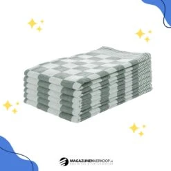 Theedoeken - Horeca Kwaliteit - Katoenenen Theedoeken Set - 12 X - Groen Wit - Ophang Lus -Merkloos Verkoopwinkel 1200x1200 714